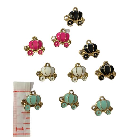 Pumpkin Carriage Decoration Multicolor Set Of 10 Charms - Picture 2 of 2